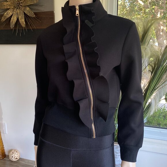 Vivid New York Asymmetric Zipper Cropped Sweater Sz M - Picture 1 of 11